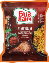 Лапша Биг Ланч с говядиной грибами и зеленью 75 гр Лапша Биг Ланч с говядиной грибами и зеленью 75 гр