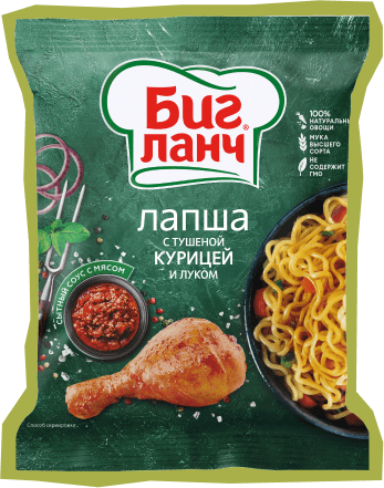 Лапша Биг Ланч с тушеной курицей и луком 75 гр Лапша Биг Ланч с тушеной курицей и луком 75 гр