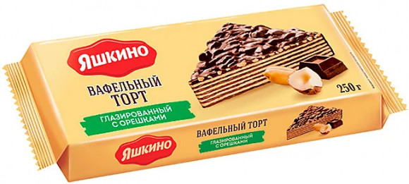 "Яшкино", торт вафельный с орехом, глазированный "Яшкино", торт вафельный с орехом, глазированный