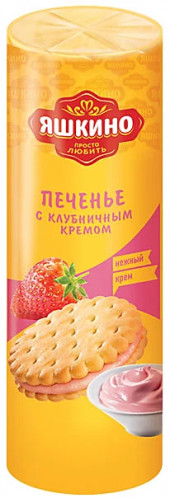 "Яшкино", печенье-сэндвич с клубничным кремом, затяжное